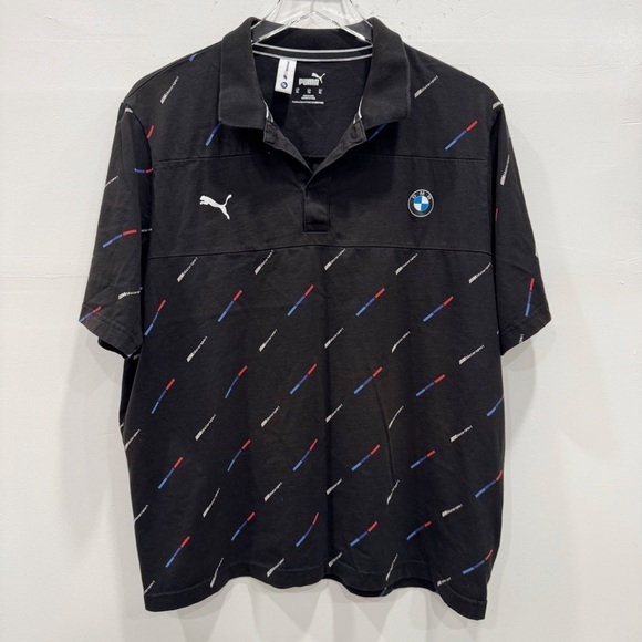 Puma Motorsport Men’s AOP Polo Shirt Short Sleeve Black XL - Picture 1 of 6